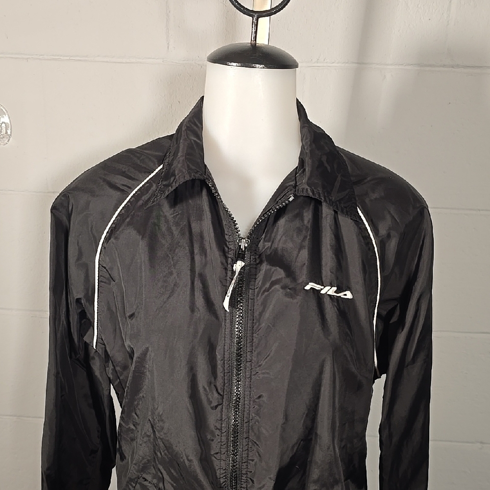 Fila Black and White Windbreaker with High Collar and Piping - Picture 3 of 8